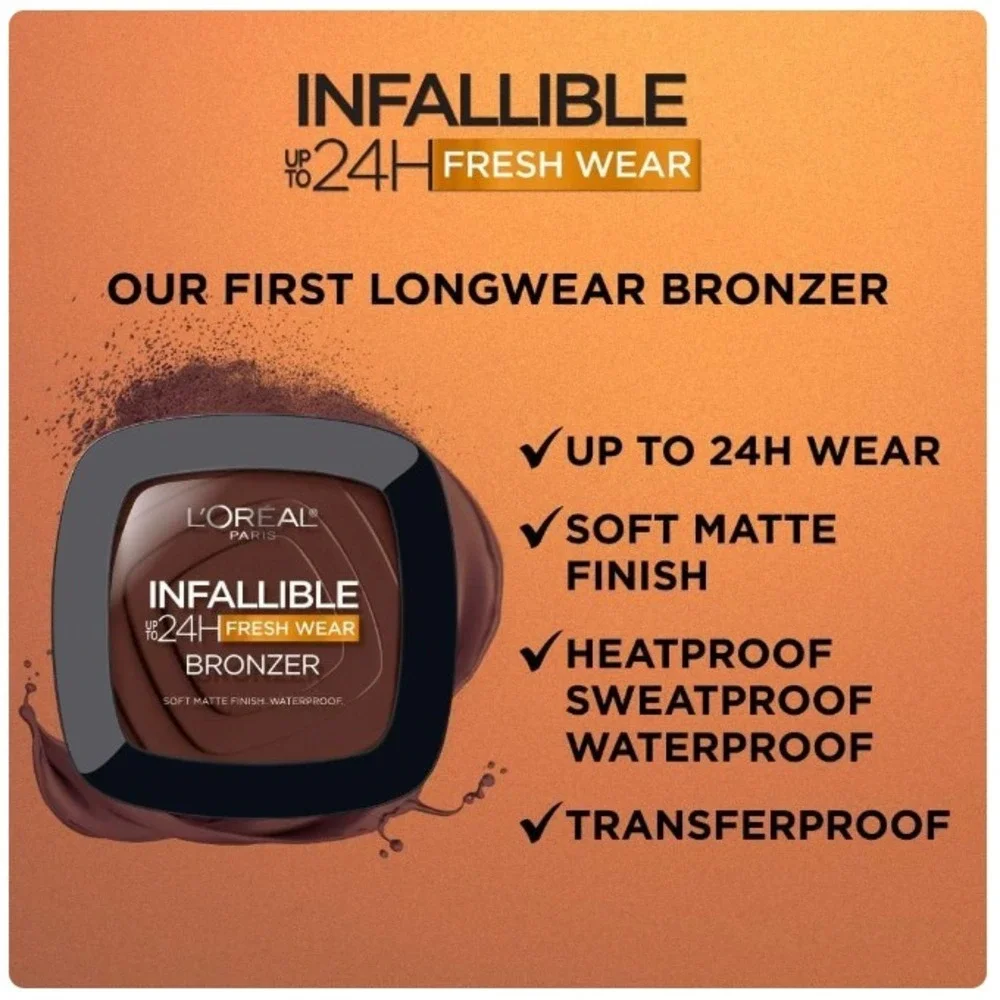 L'Oreal Infallible 24H Fresh Wear Soft Matte Bronzer 550 Deep Dark 0.31oz